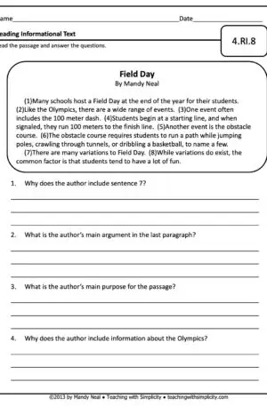 4th Grade ELA Assessment 15 (4.RI.8)