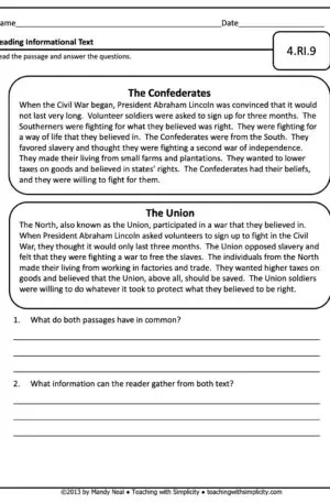 4th Grade ELA Assessment 16 (4.RI.9)