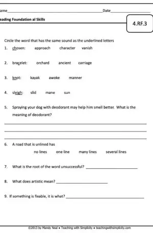 4th Grade ELA Assessment 17 (4.RF.3)