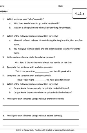 4th Grade ELA Assessment 19 (4.L.1.a)