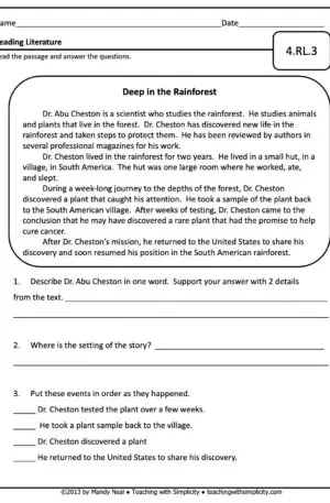 4th Grade ELA Assessment 2 (4.RL.3)