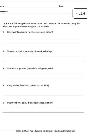 4th Grade ELA Assessment 22 (4.L.1.d)