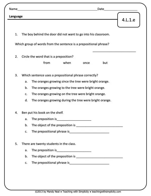 4th Grade ELA Assessment 23 (4.L.1.e)