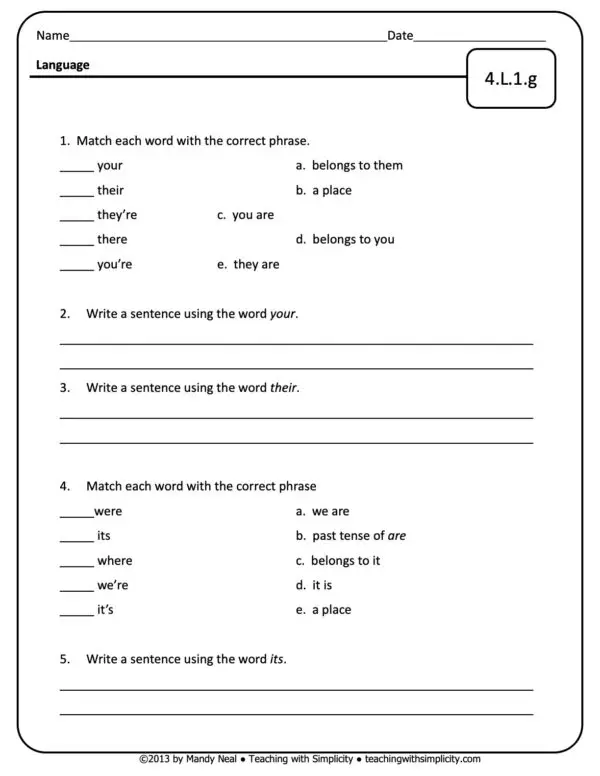 4th Grade ELA Assessment 25 (4.L.1.g)