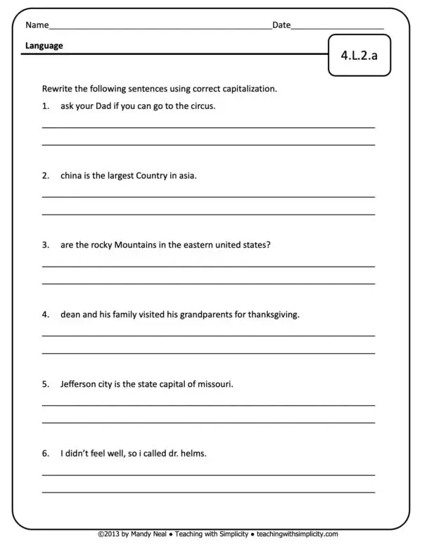 4th Grade ELA Assessment 26 (4.L.2.a)