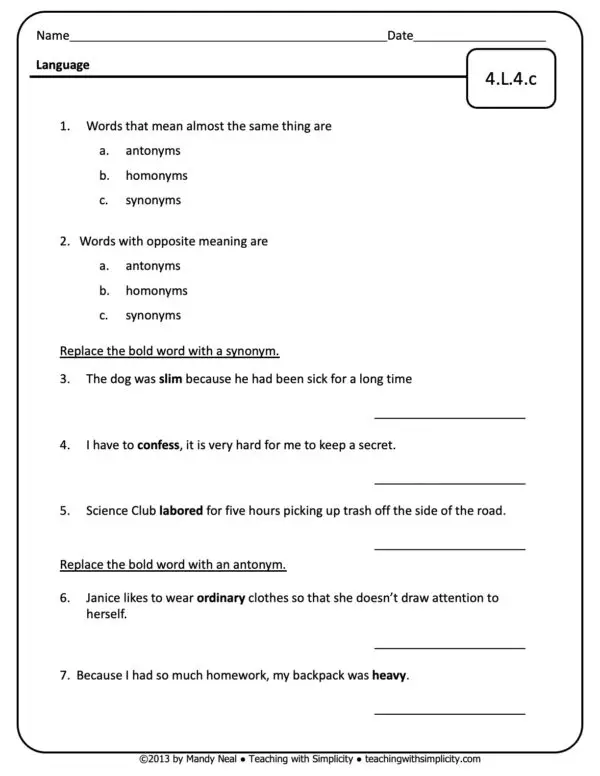 4th Grade ELA Assessment 35 (4.L.4.c)