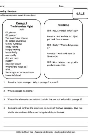 4th Grade ELA Assessment 4 (4.RL.5)