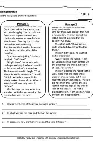 4th Grade ELA Assessment 7 (4.RL.9)