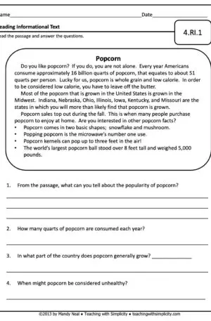 4th Grade ELA Assessment 8 (4.RI.1)