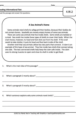 4th Grade ELA Assessment 9 (4.RI.2)