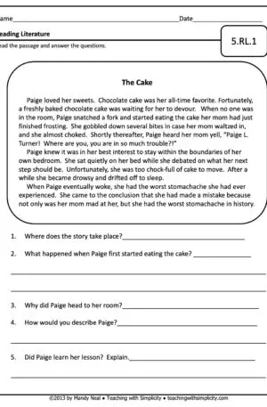 5th Grade ELA Assessment 1 (5.RL.1)