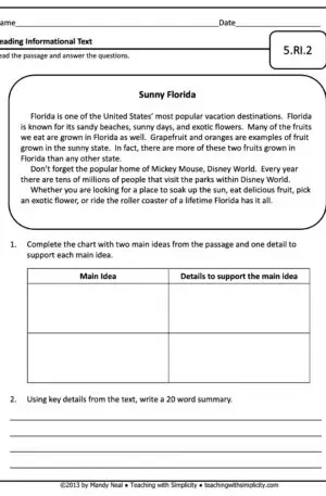 5th Grade ELA Assessment 10 (5.RI.2)