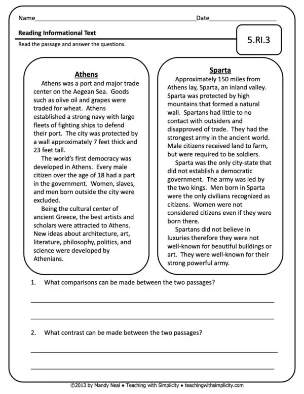 5th Grade ELA Assessment 11 (5.RI.3)