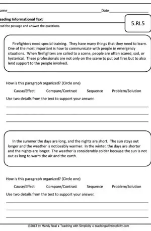 5th Grade ELA Assessment 13 (5.RI.5)