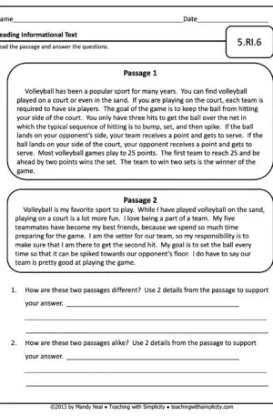 5th Grade ELA Assessment 14 (5.RI.6)