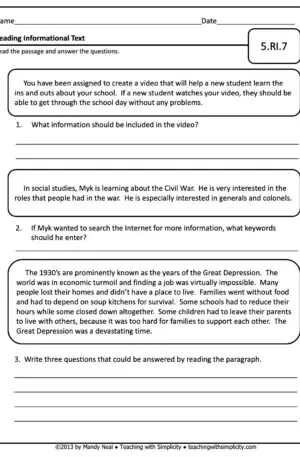 5th Grade ELA Assessment 15 (5.RI.7)