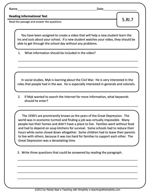 5th Grade ELA Assessment 15 (5.RI.7)