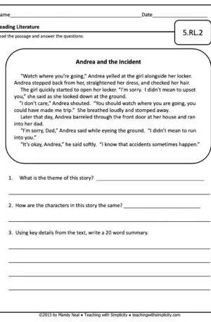 5th Grade ELA Assessment 2 (5.RL.2)