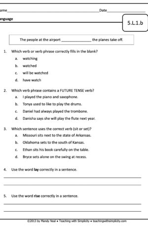 5th Grade ELA Assessment 22 (5.L.1.b)