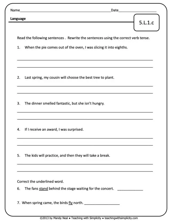 5th Grade ELA Assessment 23 (5.L.1.c)