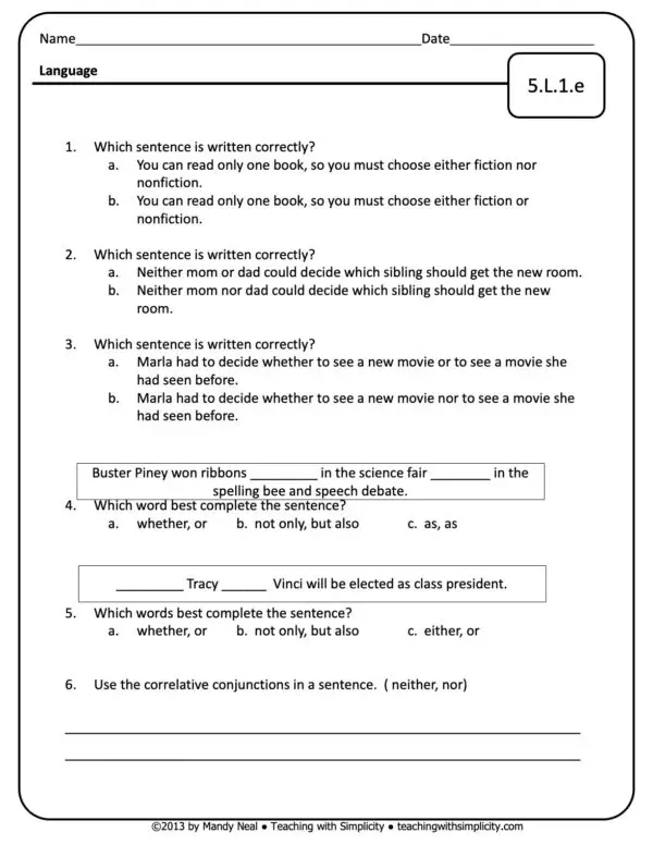 5th Grade ELA Assessment 25 (5.L.1.e)