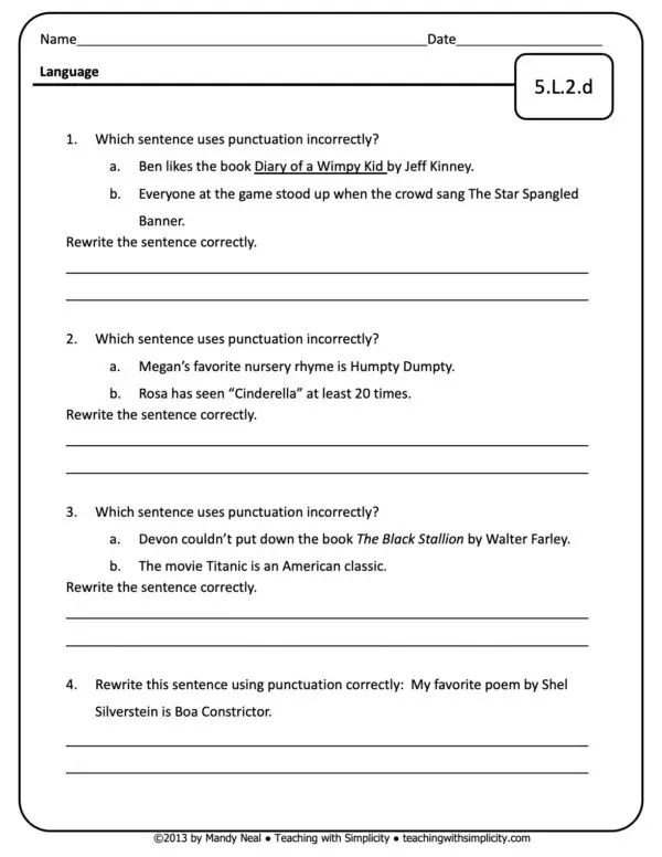 5th Grade ELA Assessment 29 (5.L.2.d)