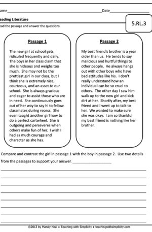 5th Grade ELA Assessment 3 (5.RL.3)