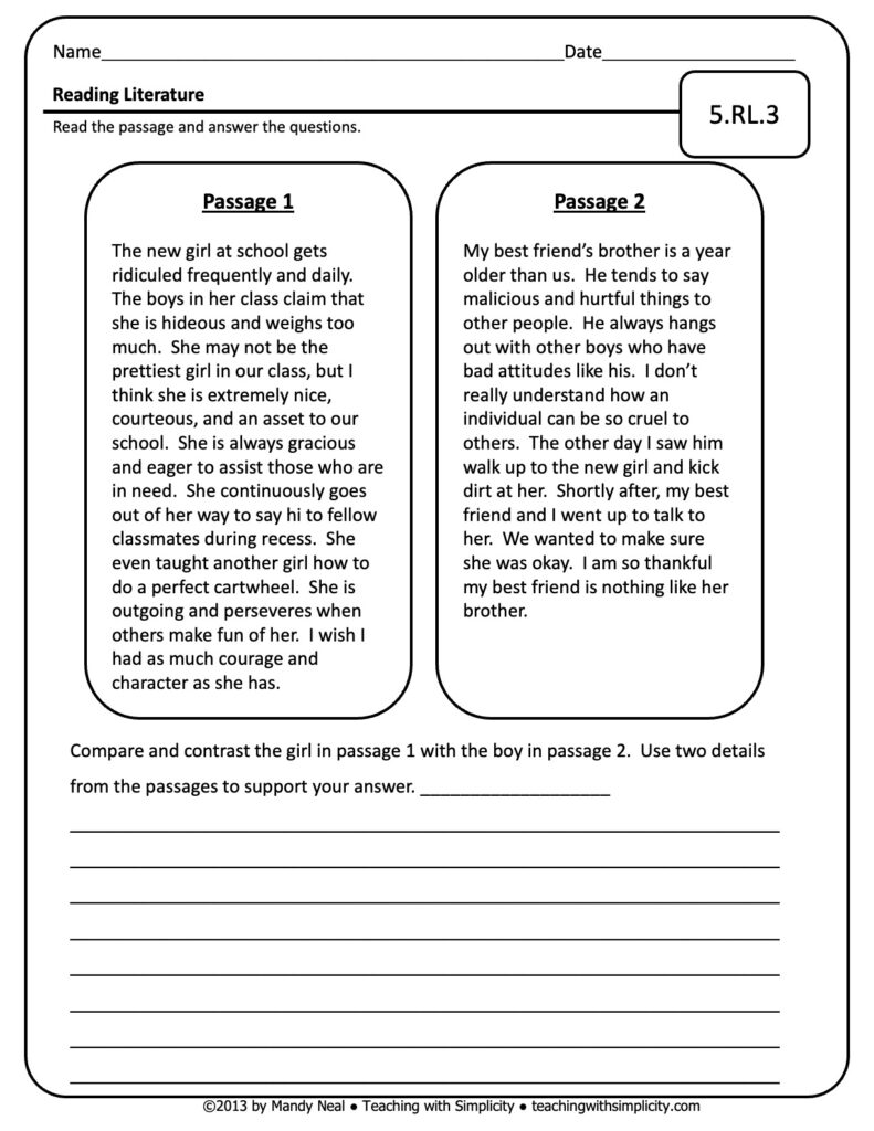 5th Grade ELA Assessment 3 (5.RL.3)