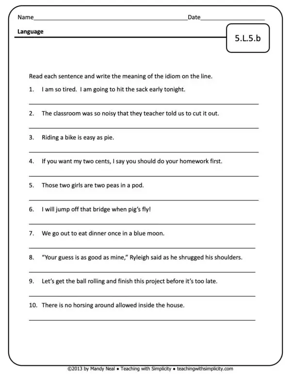 5th Grade ELA Assessment 35 (5.L.5.b)