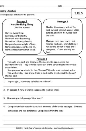 5th Grade ELA Assessment 5 (5.RL.5)