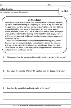 5th Grade ELA Assessment 6 (5.RL.6)