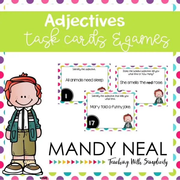 Grammar Task Cards - Adjectives that Describe Nouns or Pronouns