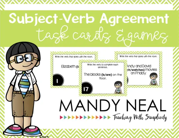 Grammar Task Cards - Subject Verb Agreement