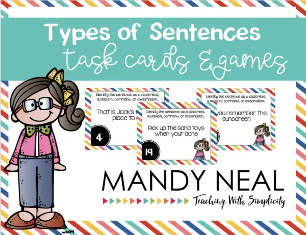 Grammar Task Cards - Types of Sentences