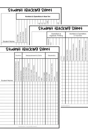 4th Grade Math RTI Tracking Sheets