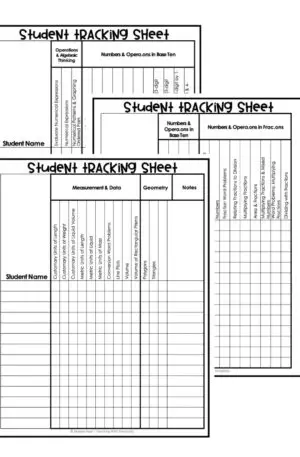 5th Grade Math RTI Tracking Sheets