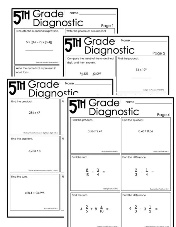 5th Grade Math Intervention Diagnostic