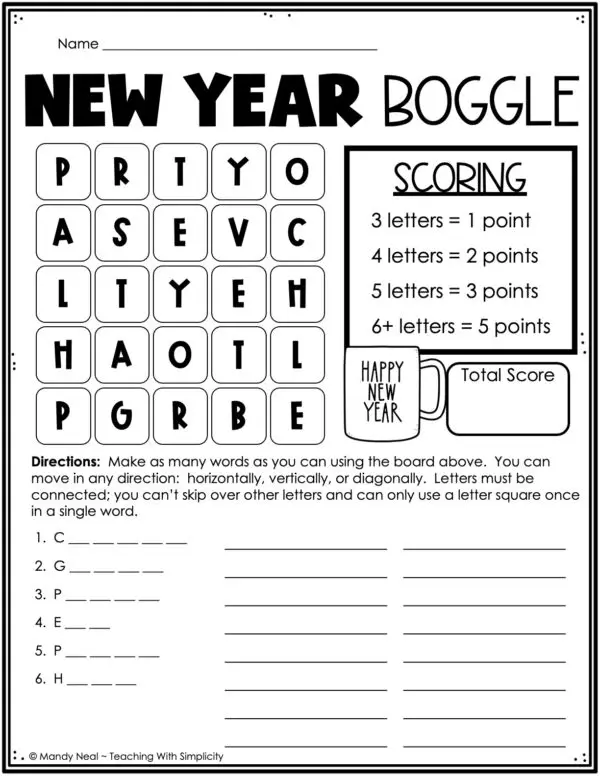 New Year Boggle