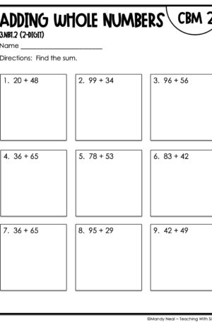 3rd Grade Adding Whole Numbers Intervention Assessment 2