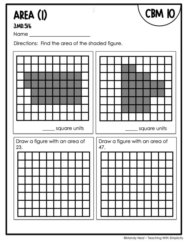 3rd Grade Area (1) Intervention Assessment 10