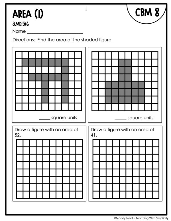 3rd Grade Area (1) Intervention Assessment 8