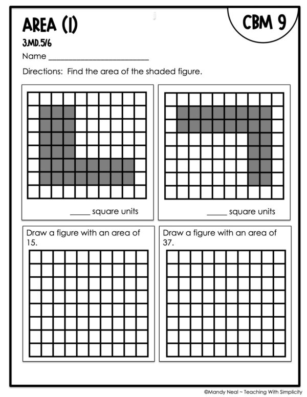 3rd Grade Area (1) Intervention Assessment 9