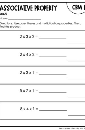 3rd Grade Associative Property Intervention Assessment 1