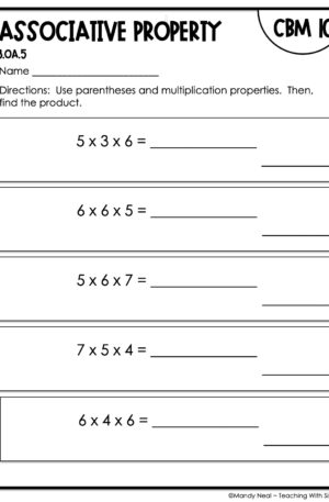 3rd Grade Associative Property Intervention Assessment 10