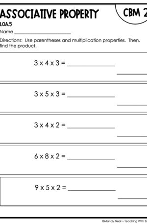 3rd Grade Associative Property Intervention Assessment 2