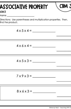 3rd Grade Associative Property Intervention Assessment 3