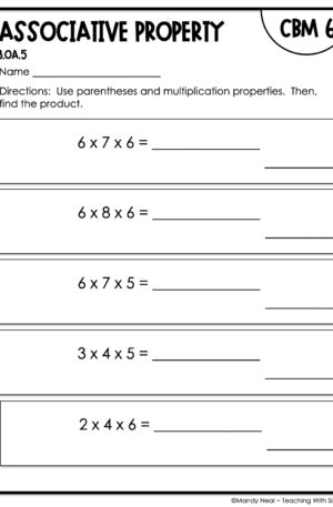 3rd Grade Associative Property Intervention Assessment 6