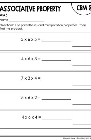 3rd Grade Associative Property Intervention Assessment 8