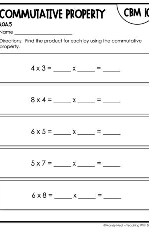 3rd Grade Commutative Property Intervention Assessment 10