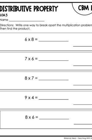 3rd Grade Distributive Property Intervention Assessment 1